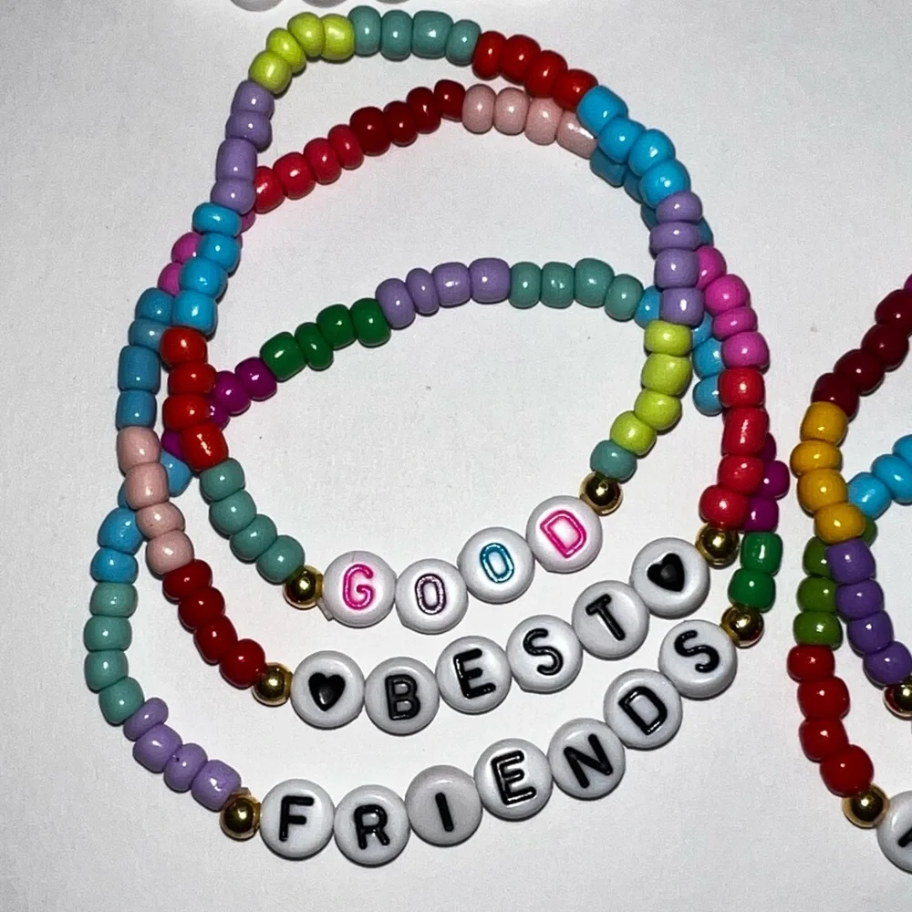 Colorful Beaded Friendship/Positive Affirmations Stretch Bracelets Set/Lot-14
